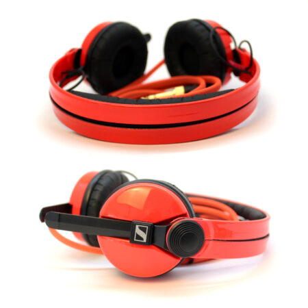 Custom Cans Sennheiser HD25 DJ Headphones in UV Fluorescent Red