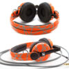 Sennheiser HD25s in orange and grey laser trap geometric design DJ Headphones