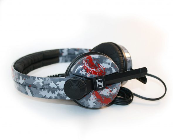 Custom Painted Sennheiser HD25 headphones in camo