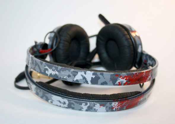 Customised HD25 in Pixel camo and red splatter