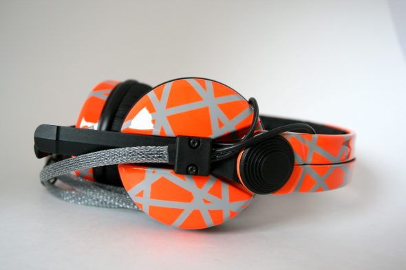 Custom painted DJ headphones with geometric shapes