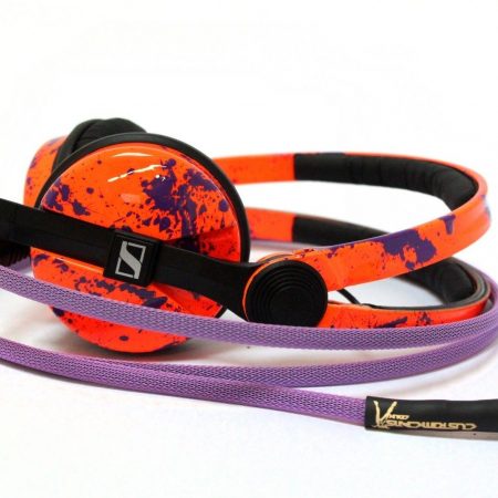 Custom Cans UV Orange and Purple Paint Splatter Sennheiser HD25