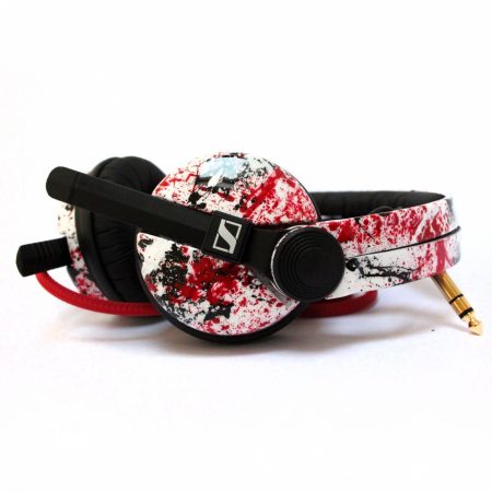 Custom Cans Gloss White, Red & Black Splatter Sennheiser HD25
