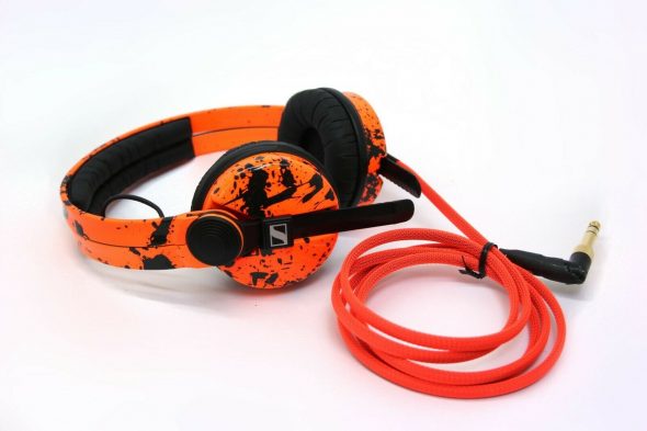 Customised Fluorescent Orange HD25 with Black Paint Splatter