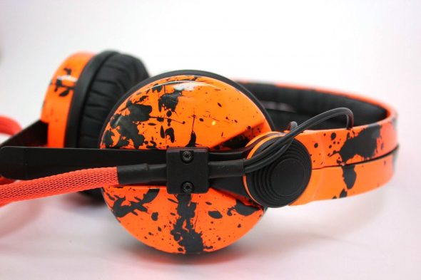 Neon Orange with Black paint splatter HD25