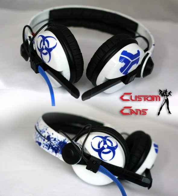 White Sennehsier HD25 with Logo image on the earcup-2803