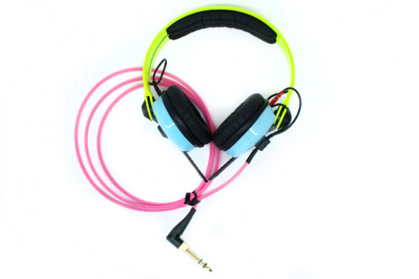 Custom Cans UV Yellow, Blue and Pink Sennheiser HD25 Headphones 3