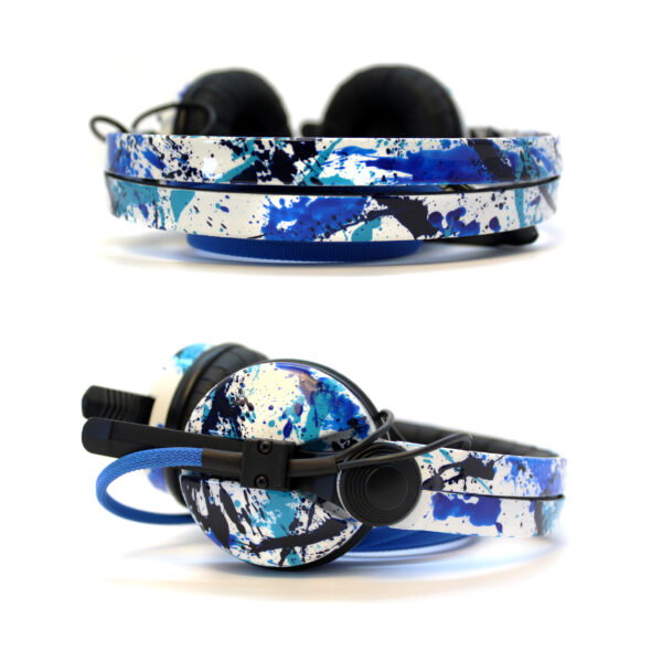 Custom Cans White + Blue Splatter Sennheiser HD25 6