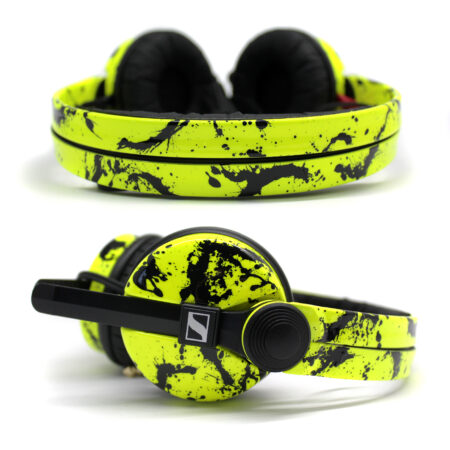 Custom Cans Neon UV Yellow + Black Splatter Sennheiser HD25