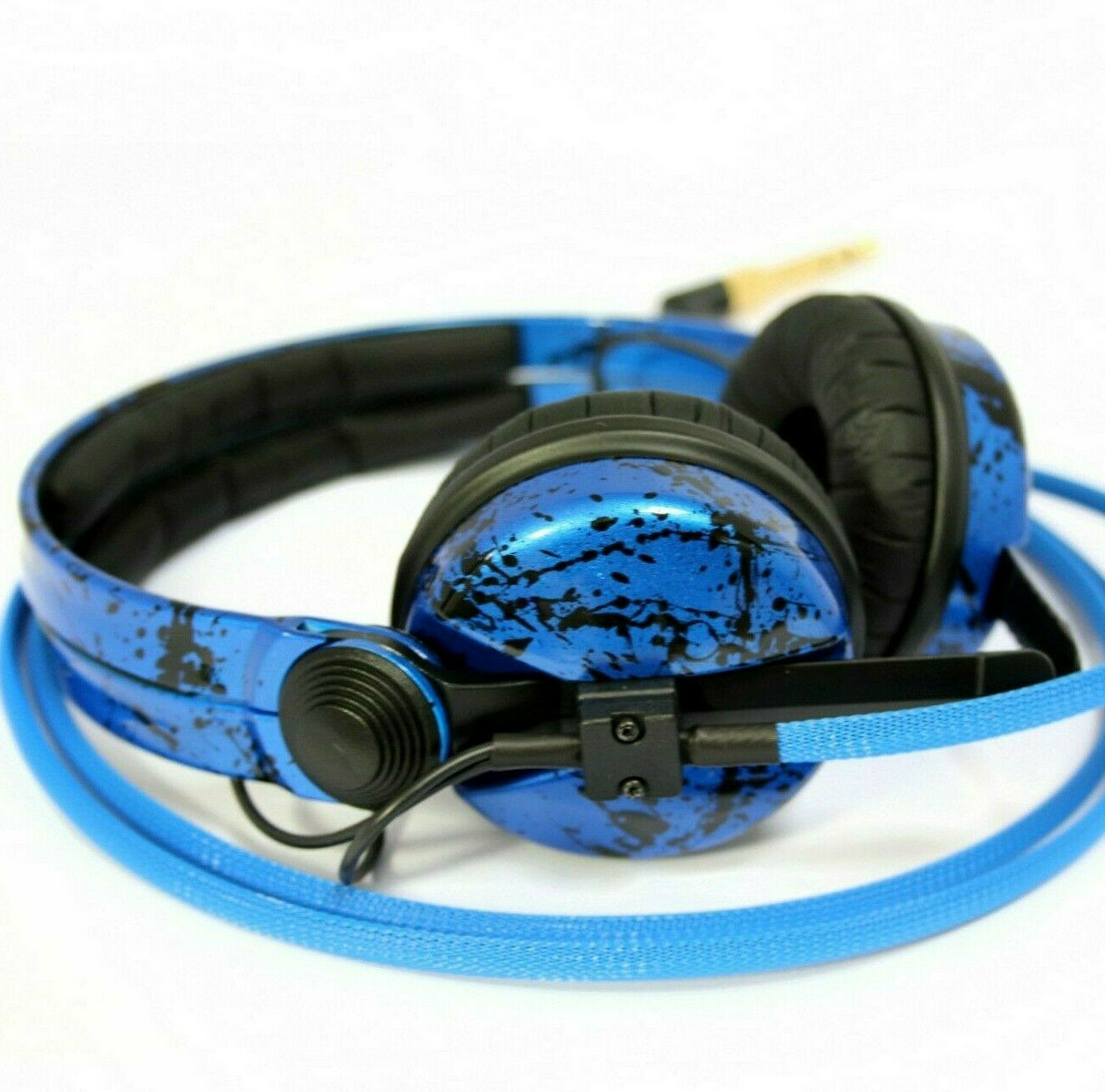 Custom Cans Royal Blue with Black Splatter Sennheiser HD25