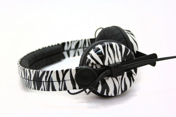 Sennheiser HD25s in zebra print design DJ Headphones 3