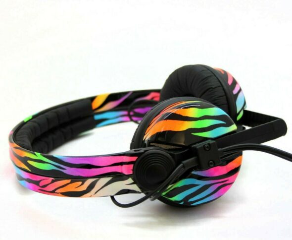 Sennheiser HD25 Rainbow Zebra design DJ Headphones 2