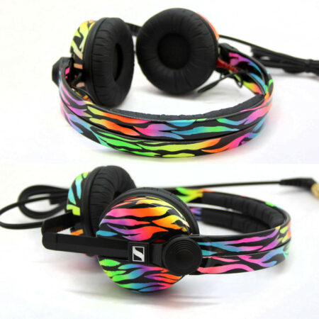 Custom Cans Disco Zebra Rainbow Sennheiser HD25 DJ Headphones