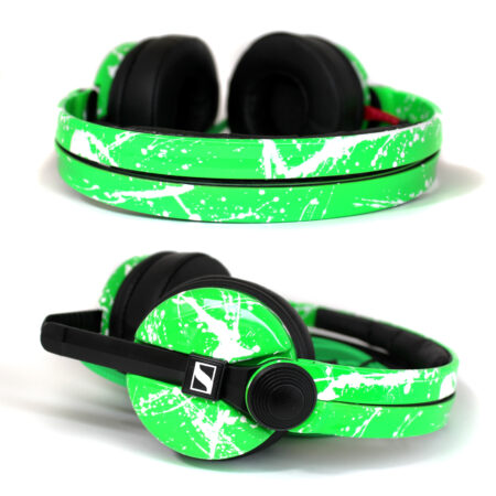 Sennheiser HD25 in UV Green with White Splatter DJ Headphones