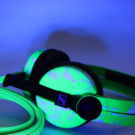 Sennheiser HD25 in UV Green with White Splatter DJ Headphones