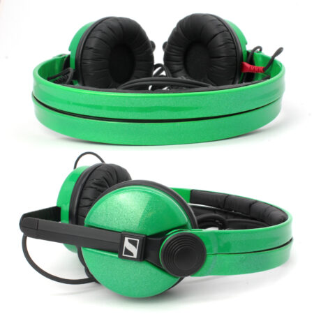 Custom Cans Sparkle Green Sennheiser HD25 headphones
