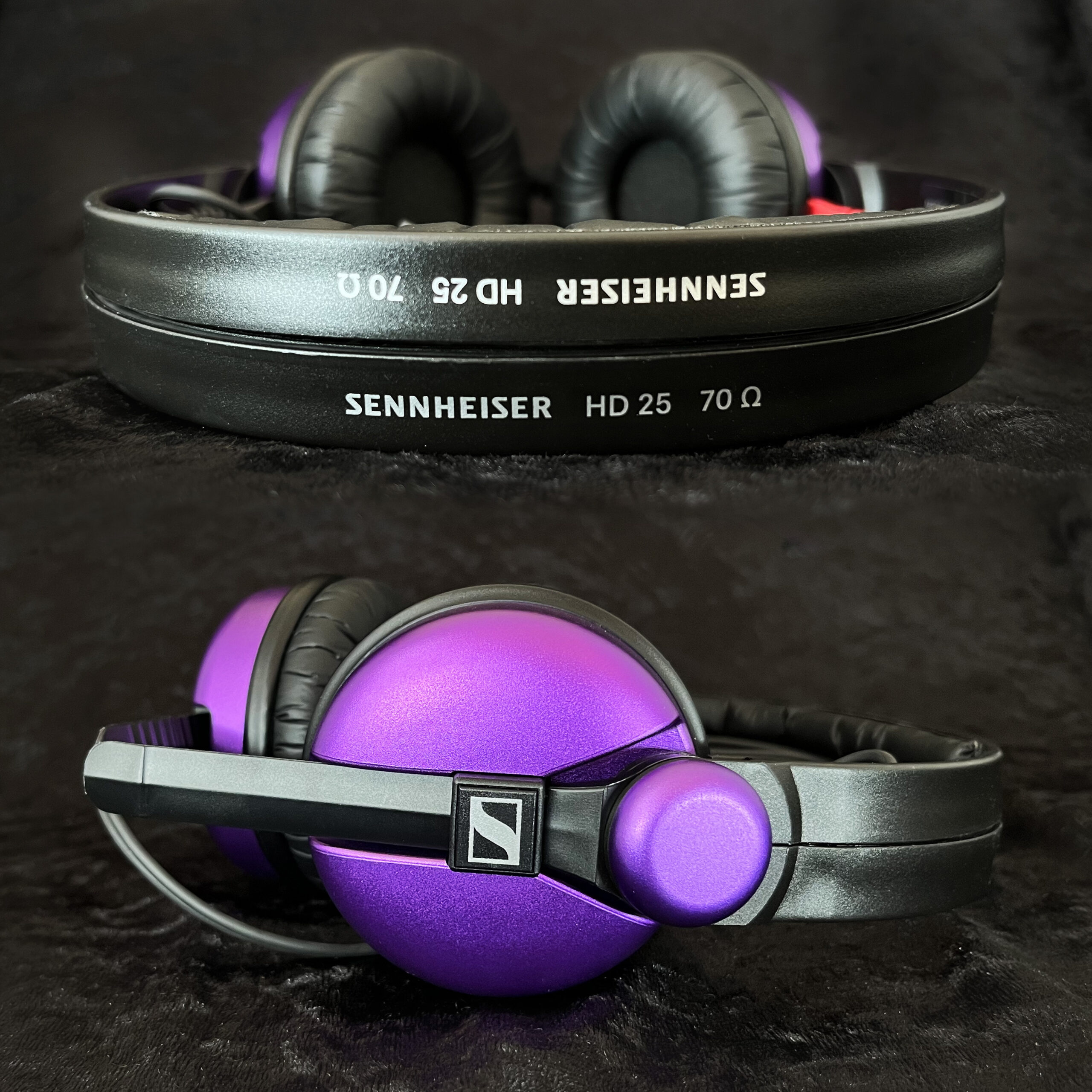 Sennheiser HD25 with Purple Aluminium Earcups and Hinges - Custom Cans Shop