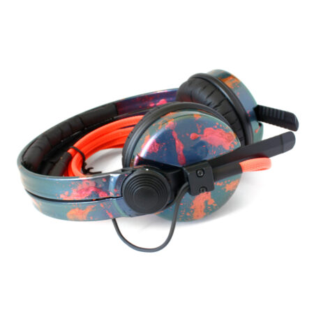 Custom Cans Blue and Green Colour Flip with Pink and Gold Colour Flip Splatter Sennheiser HD25 Ready to Ship