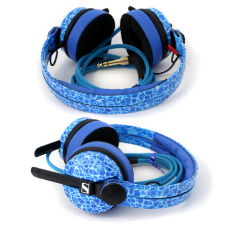 Custom Cans Anime Water Blue Sennheiser HD25 with Yaxi Blue Comfort Pads