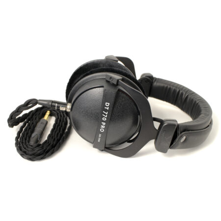 Custom Cans Beyerdynamic DT770 headphones with modified drivers, black 1.5m litz cable with 6.35mm jack and black velour pads Ready to Ship