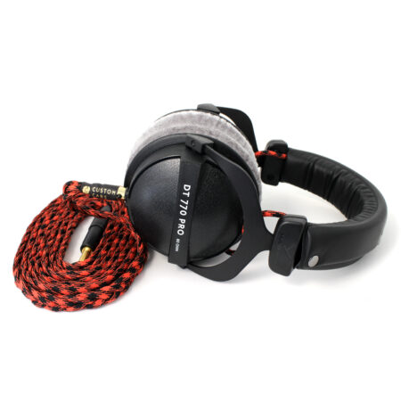 Custom Cans Beyerdynamic DT770 headphones with modified drivers, black & red 2.5m litz cable with 6.35mm Jack Ready to Ship