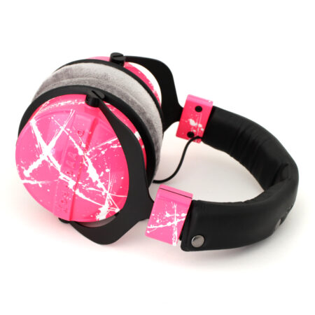 Custom Cans Beyerdynamic DT770 Pro X headphones with modified drivers, 1.5m Pink with Reflective Stripe Cable 3.5mm Jack Ready to Ship