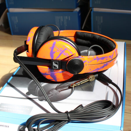 Custom Cans Orange with Purple Sennheiser HD25 DJ Headphones Ready to Ship