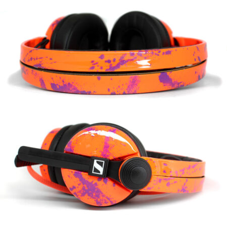 Custom Cans Orange with Purple Sennheiser HD25 DJ Headphones Ready to Ship