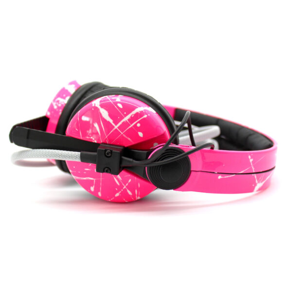 Custom Cans Pink with White Splatter Sennheiser HD25 DJ Headphones Ready to Ship - Image 3