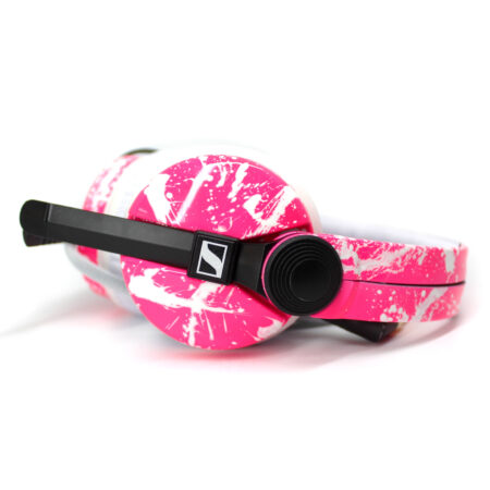 Custom Cans Pink with White Splatter Sennheiser HD25 DJ Headphones Ready to Ship