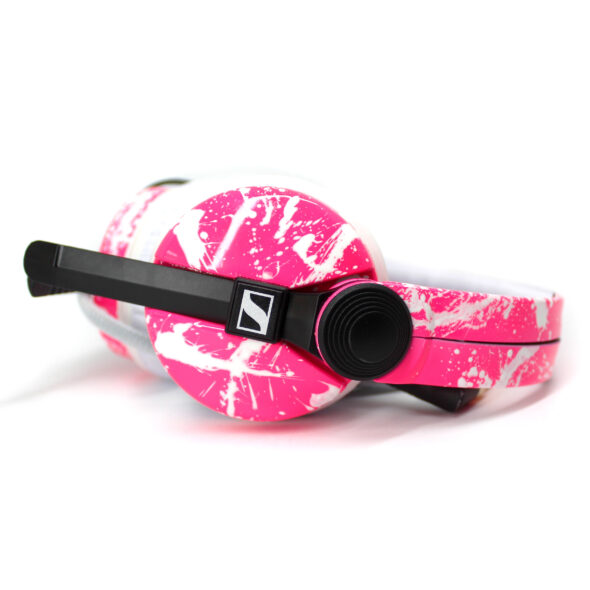 Custom Cans Pink with White Splatter Sennheiser HD25 DJ Headphones Ready to Ship - Image 2