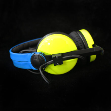 Custom Cans Yellow Ear Cup Blue Headband Sennheiser HD25 DJ Headphones Ready to Ship