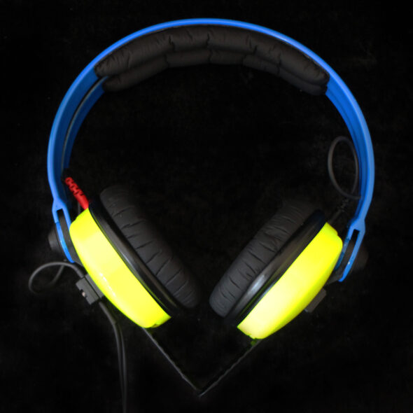 Custom Cans Yellow Ear Cup Blue Headband Sennheiser HD25 DJ Headphones Ready to Ship - Image 3